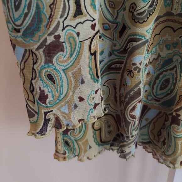 Relativity XL Long Sleeve Paisley Mesh Top Sheer Sleeves 90s Y2K Fairy - Picture 4 of 10